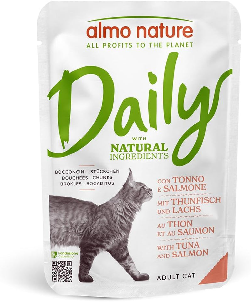 Almo Nature Daily - Comida húmeda para gatos - Atún y Salmón - 70g, Paquete de 30