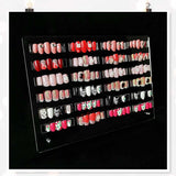 Panel de exhibición de uñas de vidrio acrílico con tiras de exhibición y nanoadhesivo, exhibición de puntas de uñas, tarjeta de color de arte de uñas transparente, exhibición de arte de uñas, exhibición de ejercicios de uñas (transparente)
