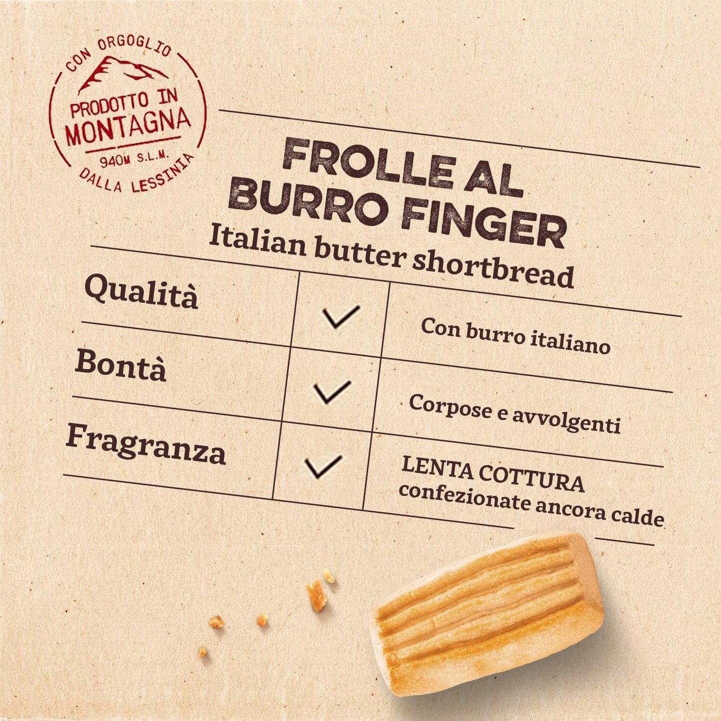 Frolle Al Burro Dedos. Biscotti preparado tradicionalmente Come Una Volta. Ideal Come Fine Pasto Goloso, Ma Anche Da Abbinare Al the O Al Caffè. Envase Sí 150 G