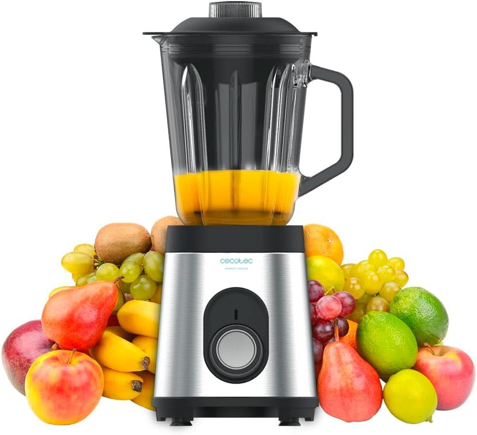 Cecotec Batidora Glas Power Schwarz Titan 1000 INOX. 1000 W, Edelstahlgehäuse, 6-Blatt-Blatt Mit Schwarzer Titanbeschichtung, 1,5-L-Glaskrug, 5 Geschwindigkeiten [Energieeffizienzklasse a +] Cocina Naty Shop