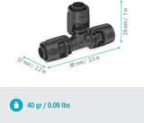 Sistema de riego por microgoteo Gardena, pieza en T de 13 mm (1/2"): conector para tubos de alimentación de 13 mm, rama en T, riego automático, reutilizable (13201-20)