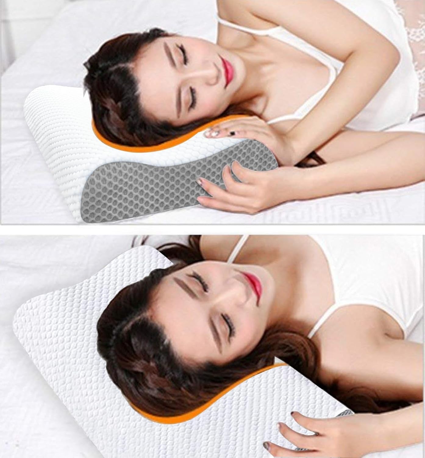 Ecosafeter Almohada Viscoelástica Almohada Cervical Ergonómica para Diferentes Posiciones de Dormir con Funda Extraíble Almohadas Ortopédicas Cervicales Naty Shop