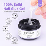 Pegamento sólido para puntas de uñas Saviland: 2 piezas 15G Pegamento para uñas artificiales Pegamento extra fuerte Presione en las uñas Pegamento UV Gel Pegamento para uñas para mujeres Salón en casa DIY Lámpara UV/LED curada