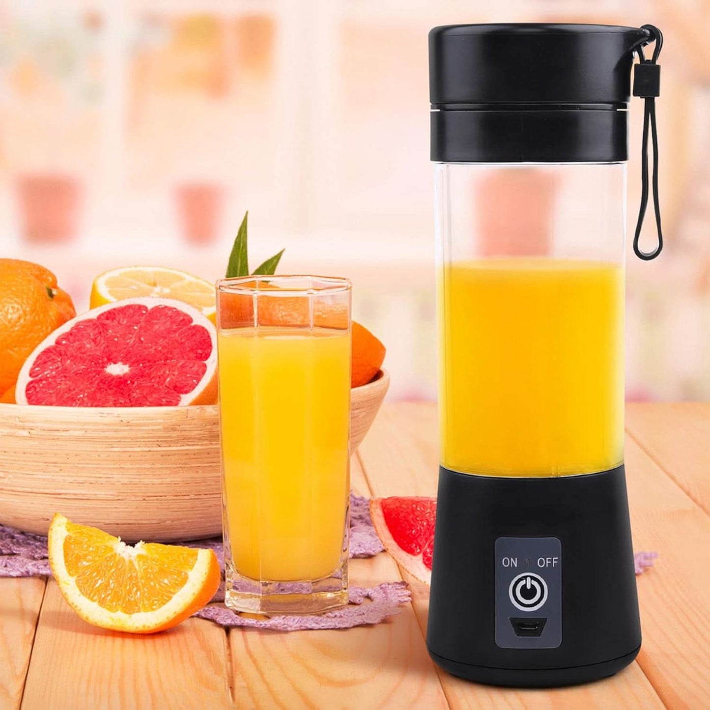 Batidora Smoothie Maker Tragbarer Entsafter: 380Ml Standmixer Persönlicher Shaker Proteinshake Mit 6 Edelstahlmesser Tragbar-Bpa-Freie Mit Usb-Mixbecher Für Shakes,Saftoutdoor,Schwarz Bucatarie Naty Shop