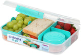 Sistema de fiambrera Bento Box TO GO con compartimentos | Fiambrera de 1,25 L con recipiente para yogur/fruta | para niños y adultos l | Minty Teal Sin BPA [21685-8T], verde menta Cajas para almacenar alimentos Naty Shop Minty Teal 1,48 L (Incluye Bote 150 Ml)