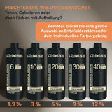 FemMas Oxycreme al 6% 1000 ml I Agente oxidante para coloración y teñido del cabello I Fácil aplicación y fijación óptima I Revelador para resultados uniformes con calidad de salón I Revelador para coloración Tinte para el cabello Naty Shop