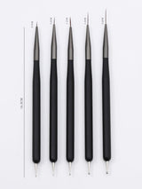 Nagelkunst-Pinsel, 5 piezas, Nailart-Pinsel, Punktierstift-Werkzeuge, Malkunst-Design-Pinsel-Set para Lange Linien, Dünne Details, Feine Zeichnungsgrößen 7/9/11/15/22 mm, negro