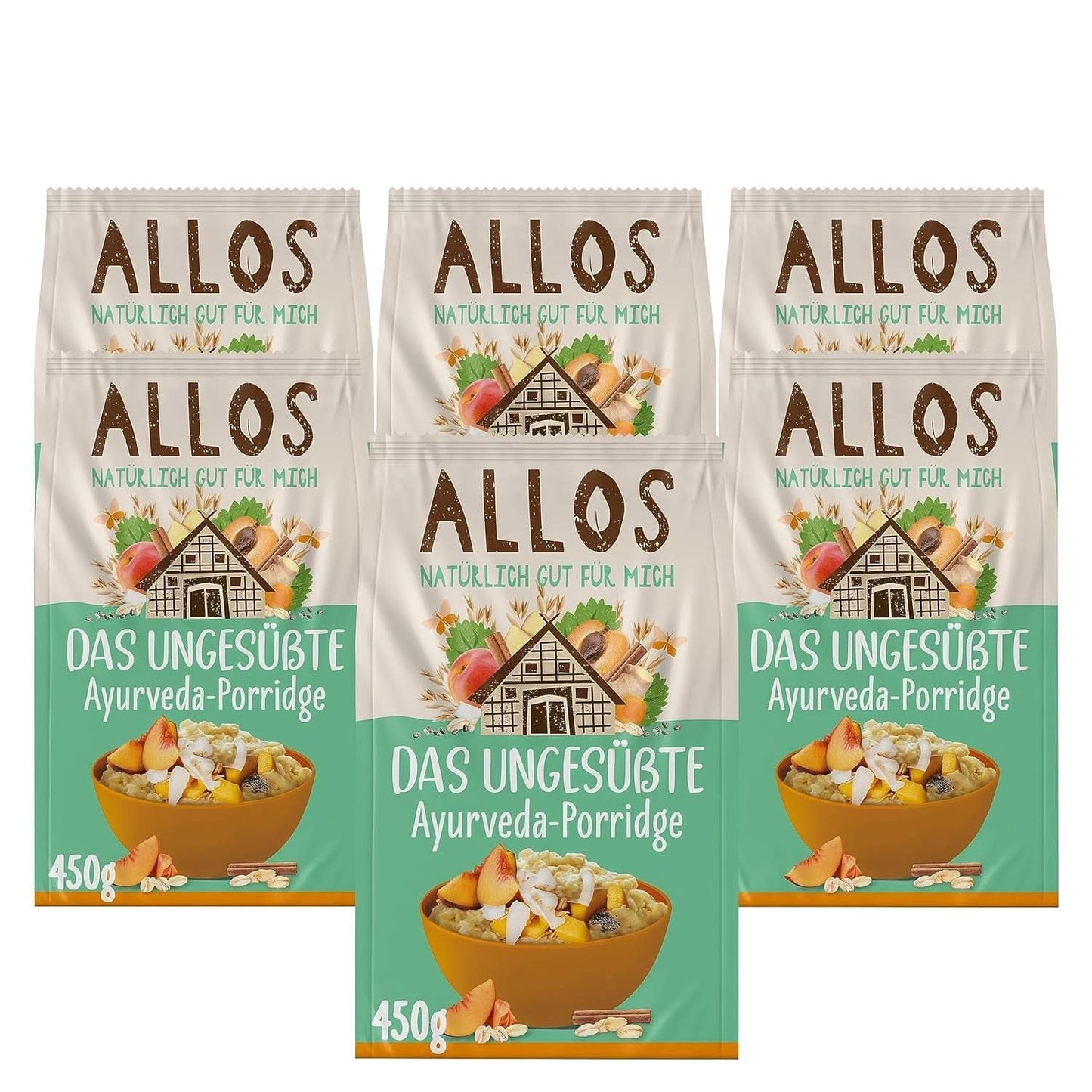 Allos Gachas de higos y frambuesas sin azúcar, Set 6 x 500 gramos Cereales Naty Shop Gachas Ayurveda