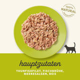 Applaws 100% natural Premium Nassfutter para Katzen, Thunfischfilet mit Algen in Brühe - Paquete con 24 dosis de 156 g