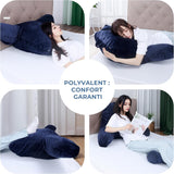 INFANZIA Almohada de lectura con reposabrazos, viscoelástica, soporte ergonómico para sofá y cama, azul marino