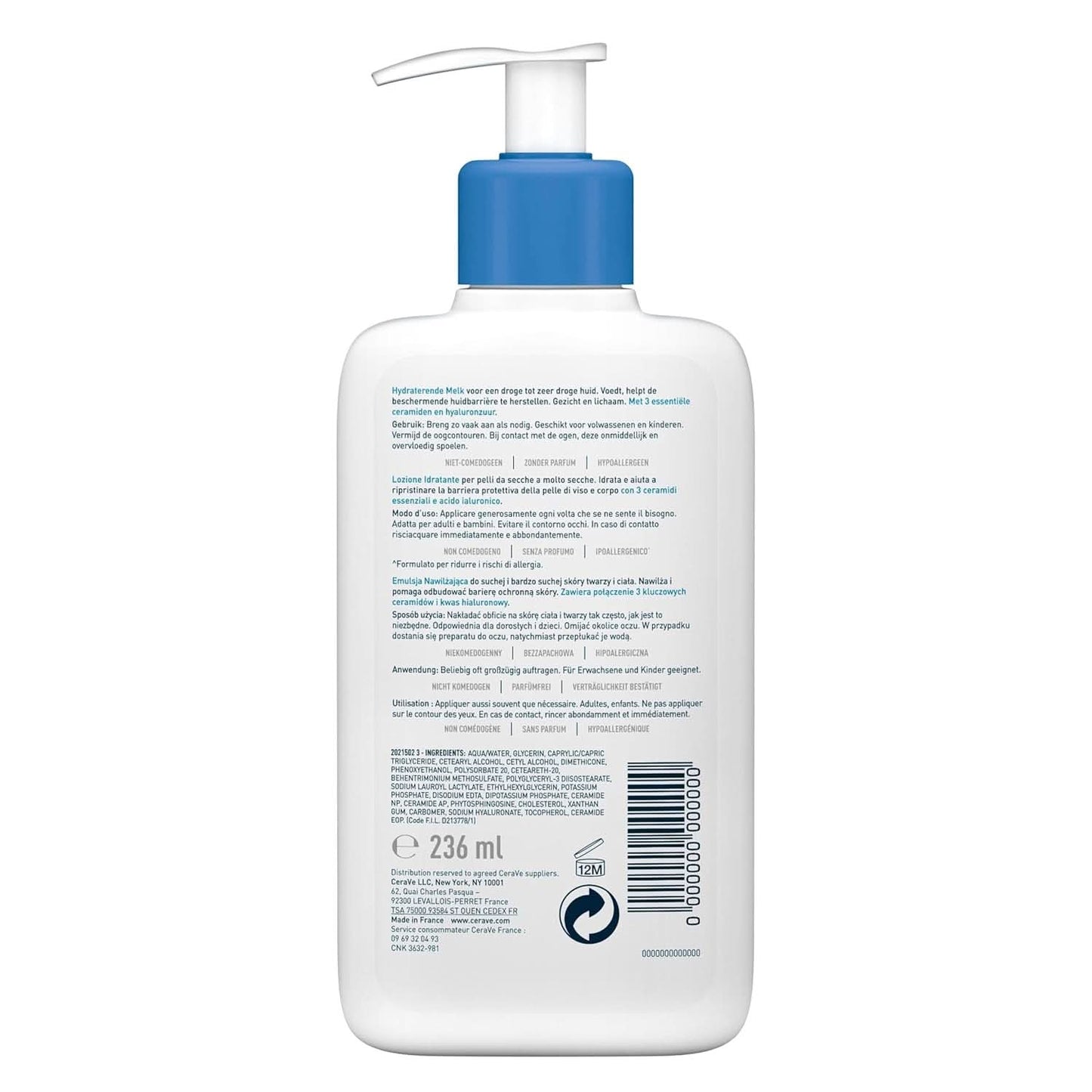 Cerave loción corporal con bomba dosificadora, indicada para dermatitis atópica y pieles secas o muy secas, 236 ml Cosmética y Belleza Naty Shop