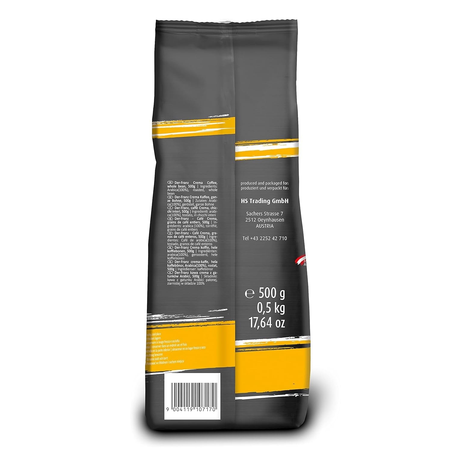 DER-FRANZ Kaffee Crema, Intensidad 4/5, 100% Arábica, ganze Kaffeebohnen, 3 x 500 g