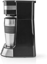 NEDIS Espressor - Café filtrado - 0,4 l - 1 taza - Temporizador - Negro / Plata