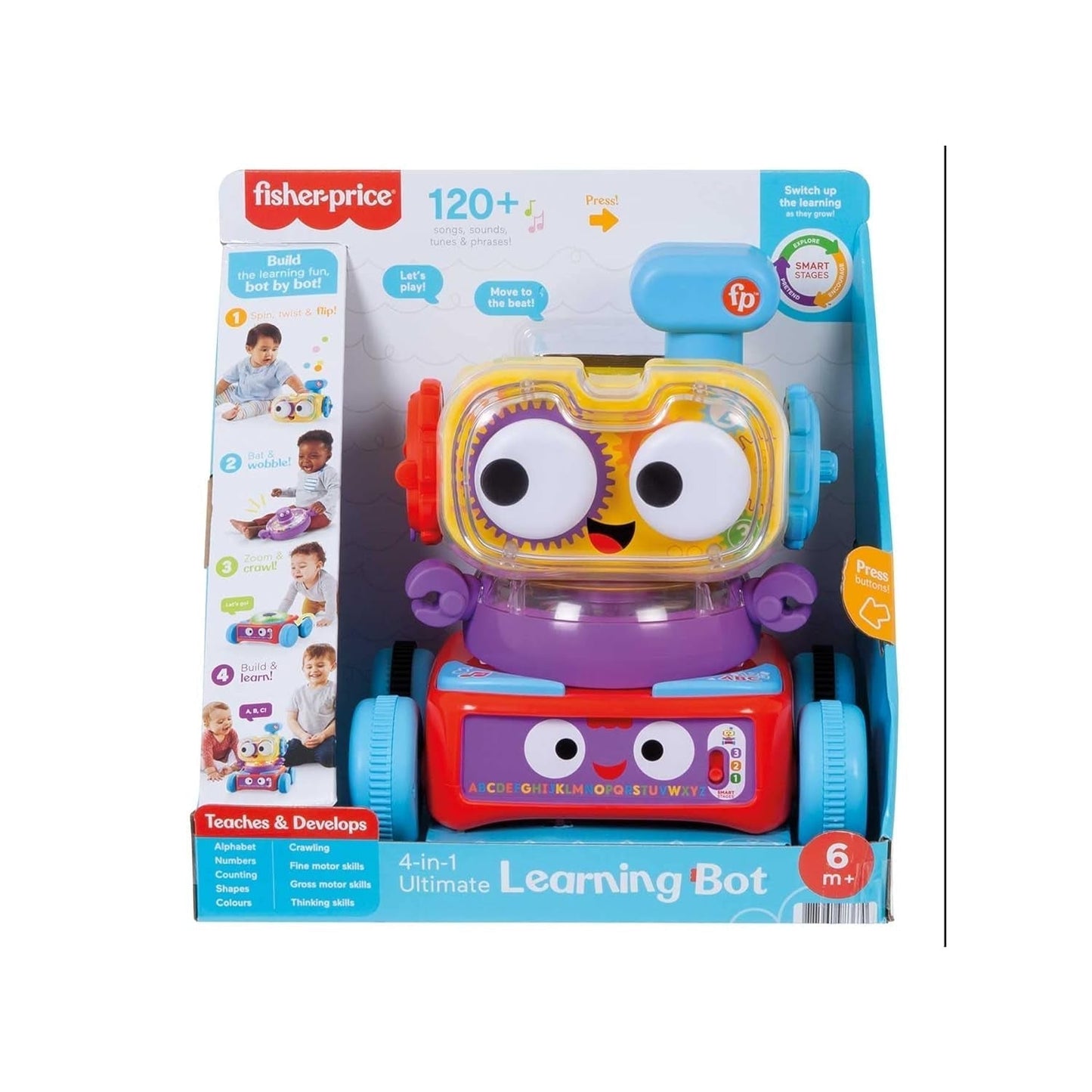 Fisher-Price Robot de Aprendizaje 4 en 1 Linus para Bebés y Niños Pequeños, Juguete 6 Meses - Habla Alemán, HCK39 Juguetes Bebé Naty Shop Español