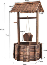 Fuente de madera 56x56x114cm con techo, Pozo de los deseos, Decoración de jardín, Macetas, Fuente decorativa, Macetas, Marrón