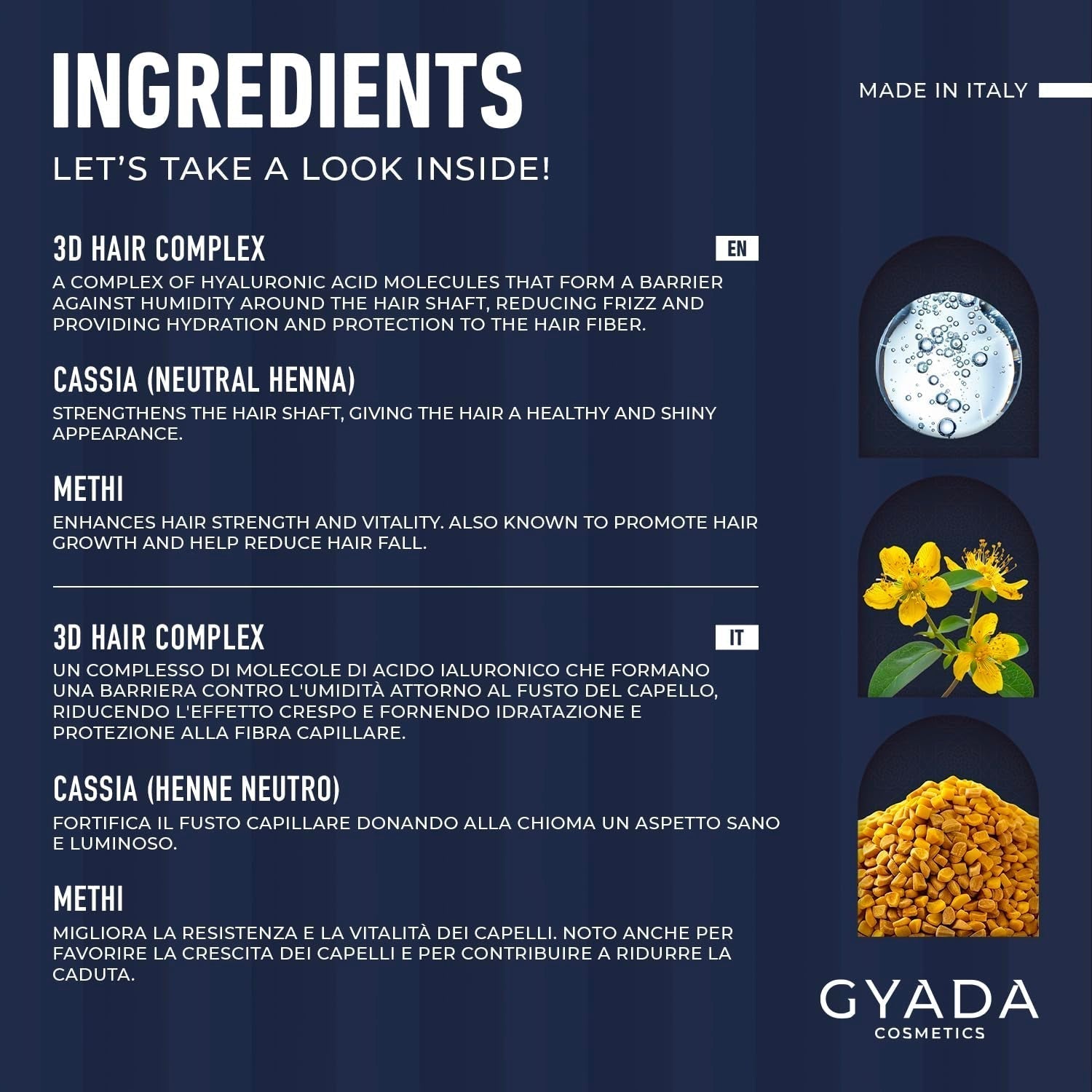 GYADA COSMETICS, Compresa Ayurvédica Fortalecedora Hialurvédica, Tratamiento Profesional para Cabello Fino y Débil, Anti-Frizz con Methi, Maca, Henna Neutra, Mascarilla Capilar Naty Shop 200ml