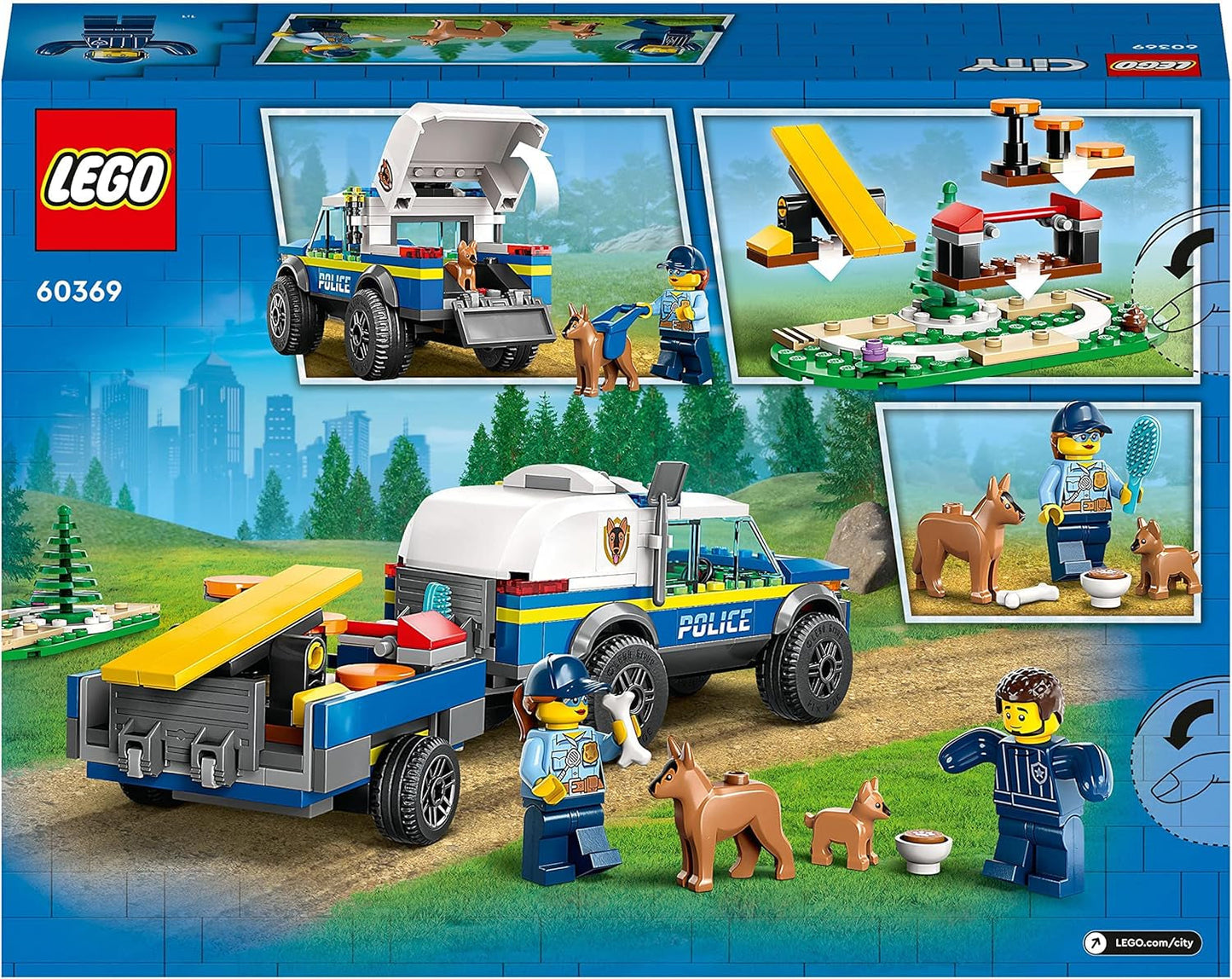 LEGO 60369 City Adiestramiento de Perro Policía Móvil, coche de policía de juguete con remolque, figuras de perro y cachorro, set de animales para niños a partir de 5 años Juegos de construcción Besuche den LEGO-Store