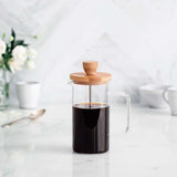 - Cafetera francesa, prensa de café, cafetera de pistón, cafetera de filtro francés, 3 tazas, 0,35 l, acero y madera