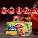 Babcia Jagoda - Té de frutas "Fruchtige Verführung" - 20 bolsitas de té - Con hibisco, manzana, chokeberry, mora, escaramujo, piel de naranja - Intenso sabor a fruta, sin cafeína, vegano, natural, Cay - 40G