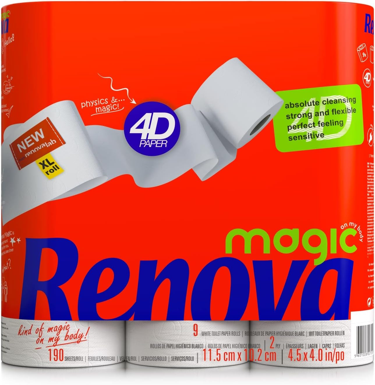 Papel higiénico Renova, 7 paquetes de 9 rollos - 63 rollos en total