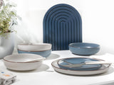 CreaTable, 21016, serie Modern Scandic Blue-Grey, juego de vajilla de 16 piezas, servicio combinado de porcelana, apto para lavavajillas y microondas, fabricación de calidad
