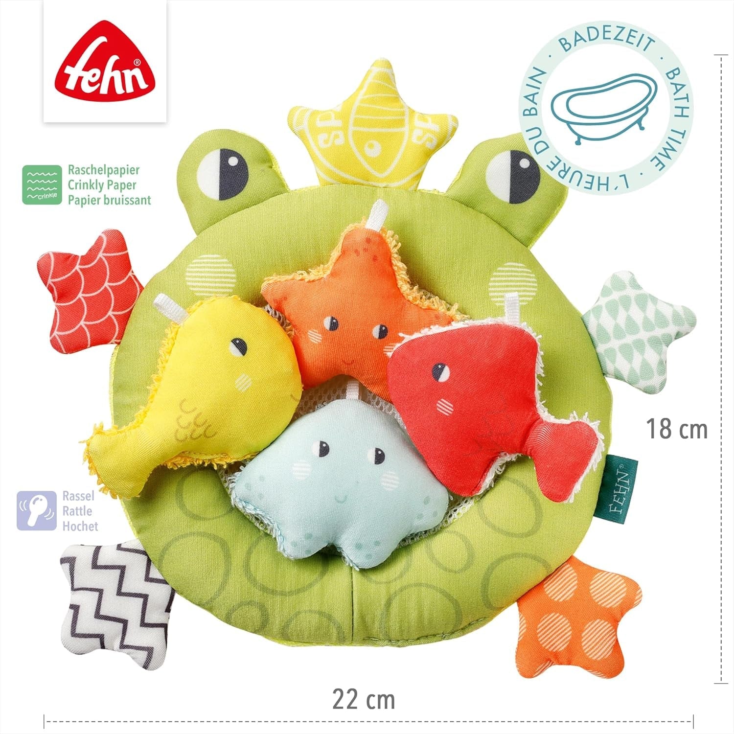 Red de baño Fehn rana - Juguete de baño para bebé para la bañera - Juguete de agua flotante para divertirse en el baño - Juguete de baño para bebés y niños pequeños a partir de 0 meses Baby Toys Naty Shop