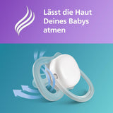 Chupete Philips Avent Ultra Air - juego de 2 chupetes transpirables sin BPA para bebés a partir de 18 meses, incluido estuche de transporte y esterilización, Whale/Whale (Modelo SCF349/24)