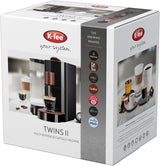 Cafetera espresso de cápsulas K-FEE TWINS II para café, té y cacao | Máquina de café espresso para tazas grandes | Calentamiento rápido | Depósito de agua de 2,3 litros | 19 barras | Negro-cobre