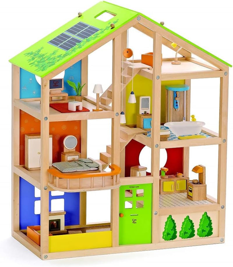 Hape E3401 Casa Four Seasons, Amueblada y E3500 - Familia de Muñecas, Piel Clara