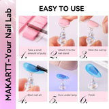 Makartt Soporte para uñas acrílico, soporte magnético para uñas, soporte para uñas, soporte para uñas transparente rosa con 48 masillas adhesivas