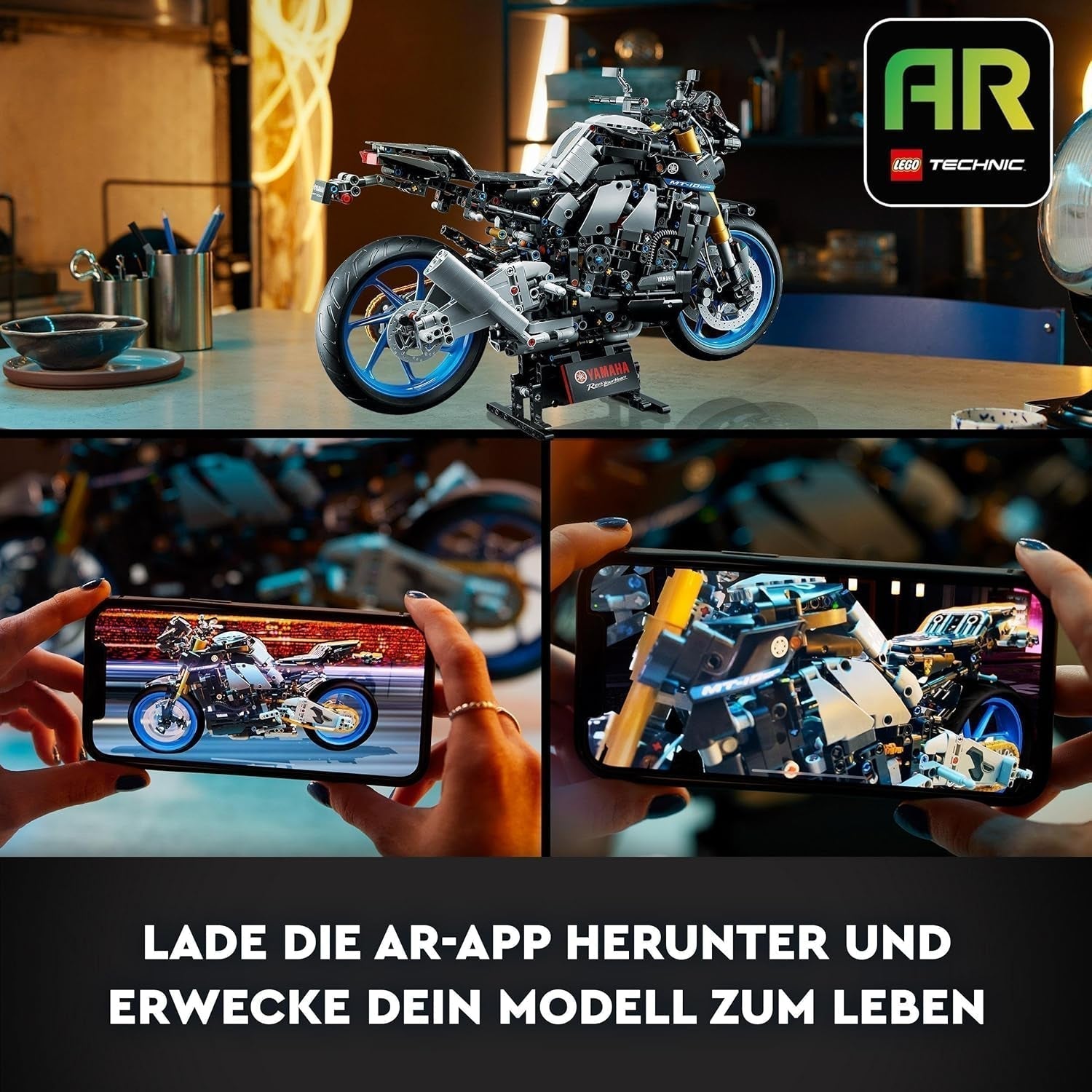LEGO 42159 Technic Kit de Modelo de Motocicleta Yamaha MT-10 SP para Adultos, Auténtico Modelo de Vehículo con Motor de 4 Cilindros, Dirección Funcional y Aplicación Ar, Regalo para Hombres y Mujeres Kits de Construcción Besuche den LEGO-Store
