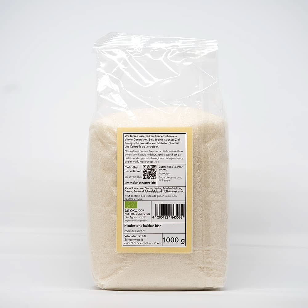 Azúcar de caña crudo ecológico, 1 Kg Edulcorantes Naty Shop