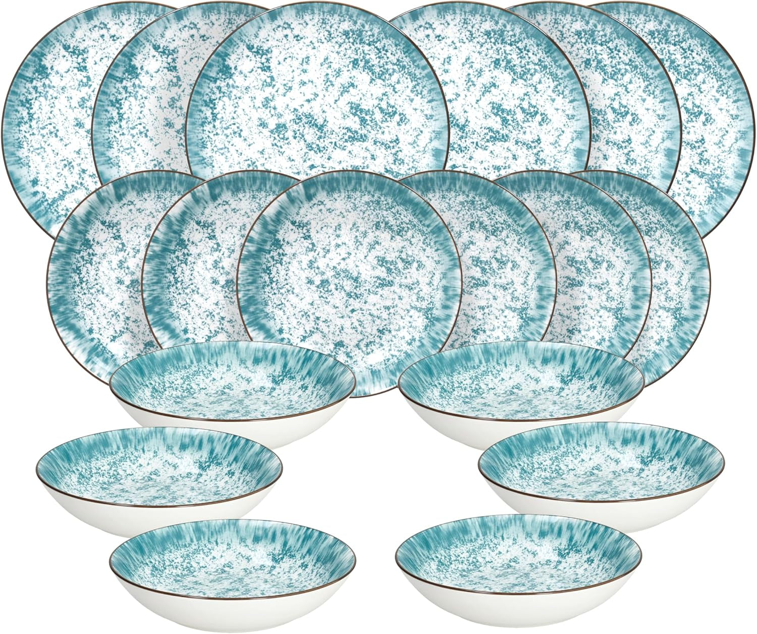 Kalos, vajilla para 6 personas, 18 piezas, porcelana, azul claro