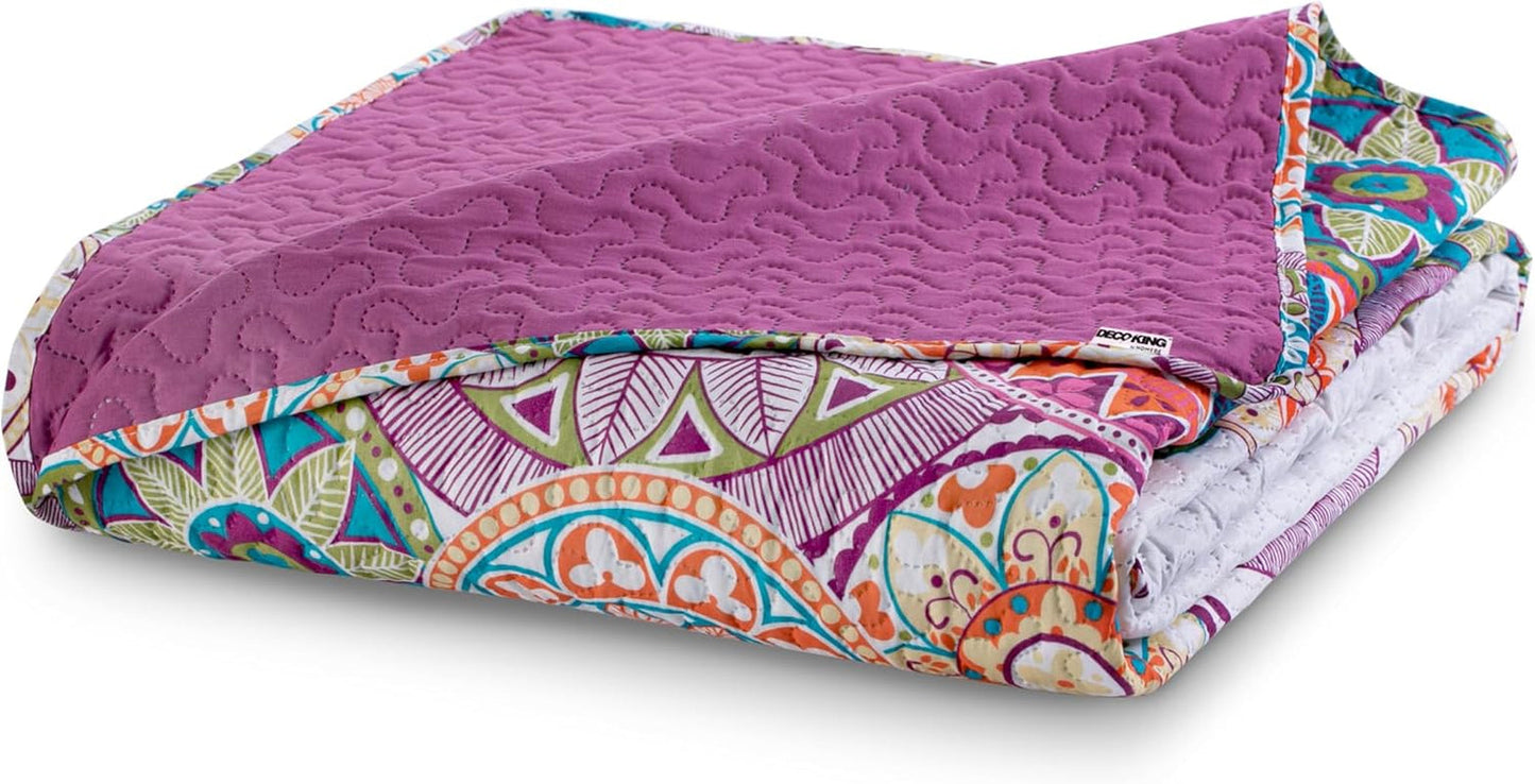 Decoking 12222 Colcha 200x220 cm rosa violeta color blanco antracita colcha dos caras color rosa blanco violeta acolchado bibi camas y mantas besuche den decoking-store
