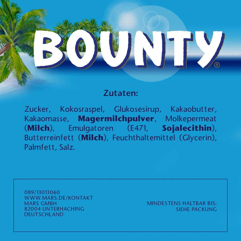 Barras de chocolate Bounty Sabor chocolate y coco 24 barras en un paquete (24 x 57 g)