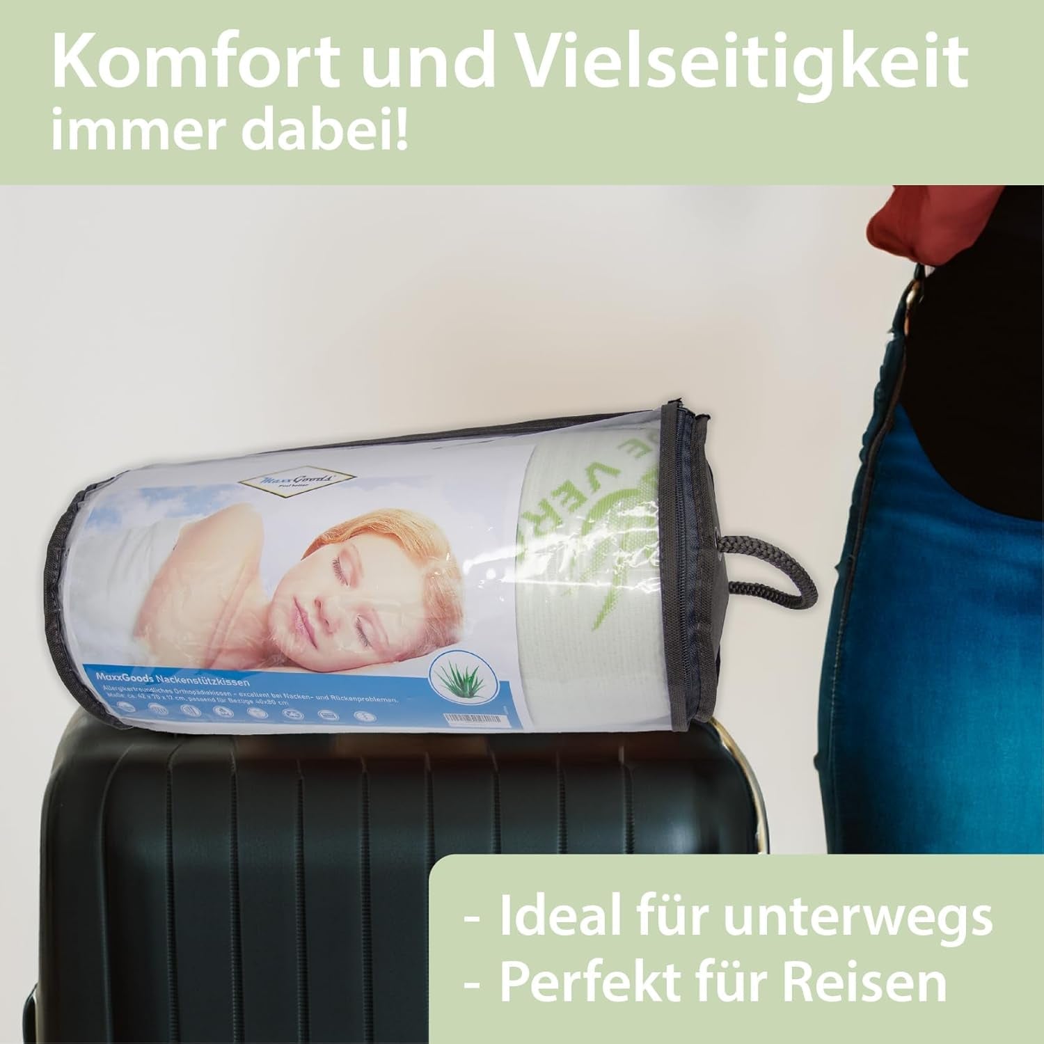 Maxxgoods Almohada Ortopédica Almohada de Espuma de Gel Visco con Funda Protectora de Aloe Vera y Funda Interior 100% Algodón - Almohada para Dormir boca abajo, boca arriba y de lado (42 cm x 70 cm x 12 cm) Almohadas ortopédicas cervicales Naty Shop