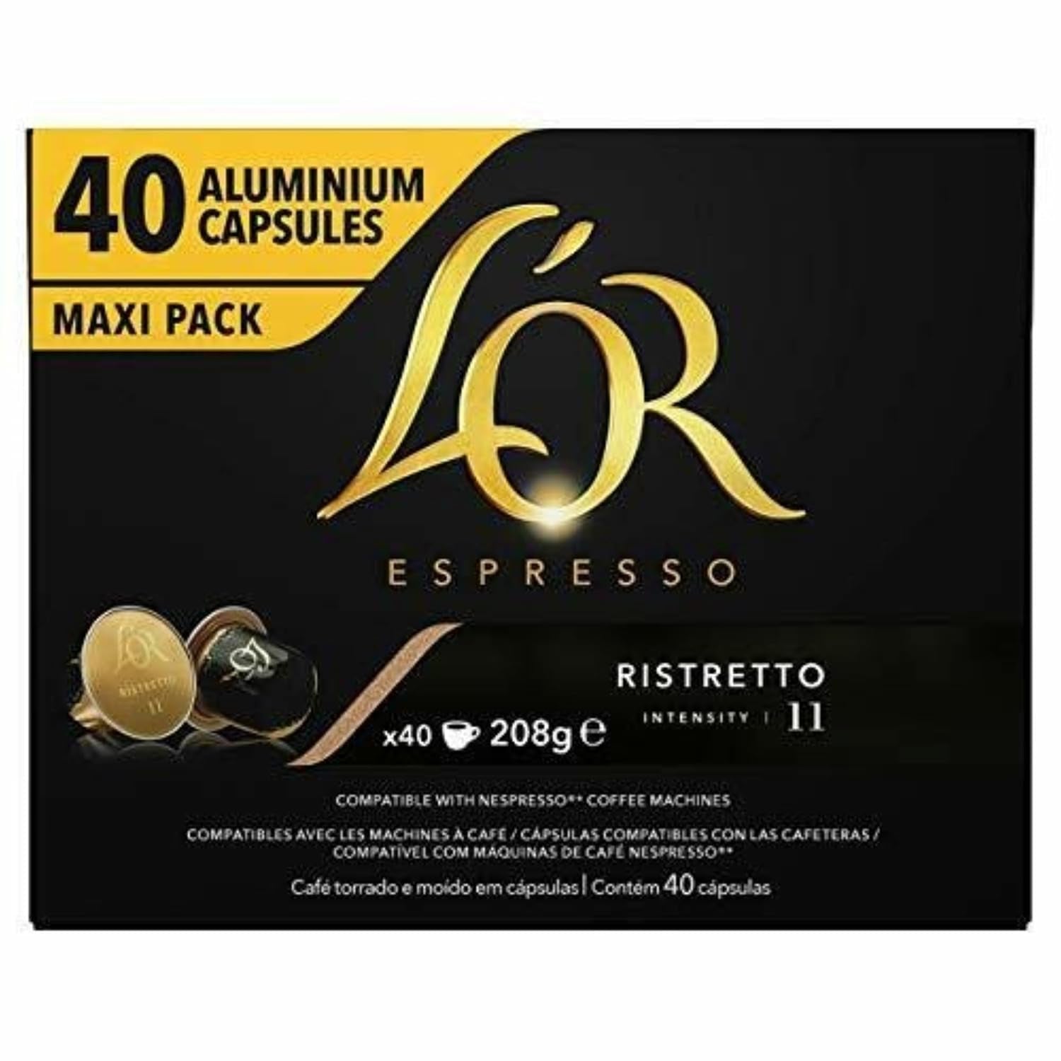 Kapseln aus Aluminio, Ristretto, Intensidad 11, 40 unidades, 208 g