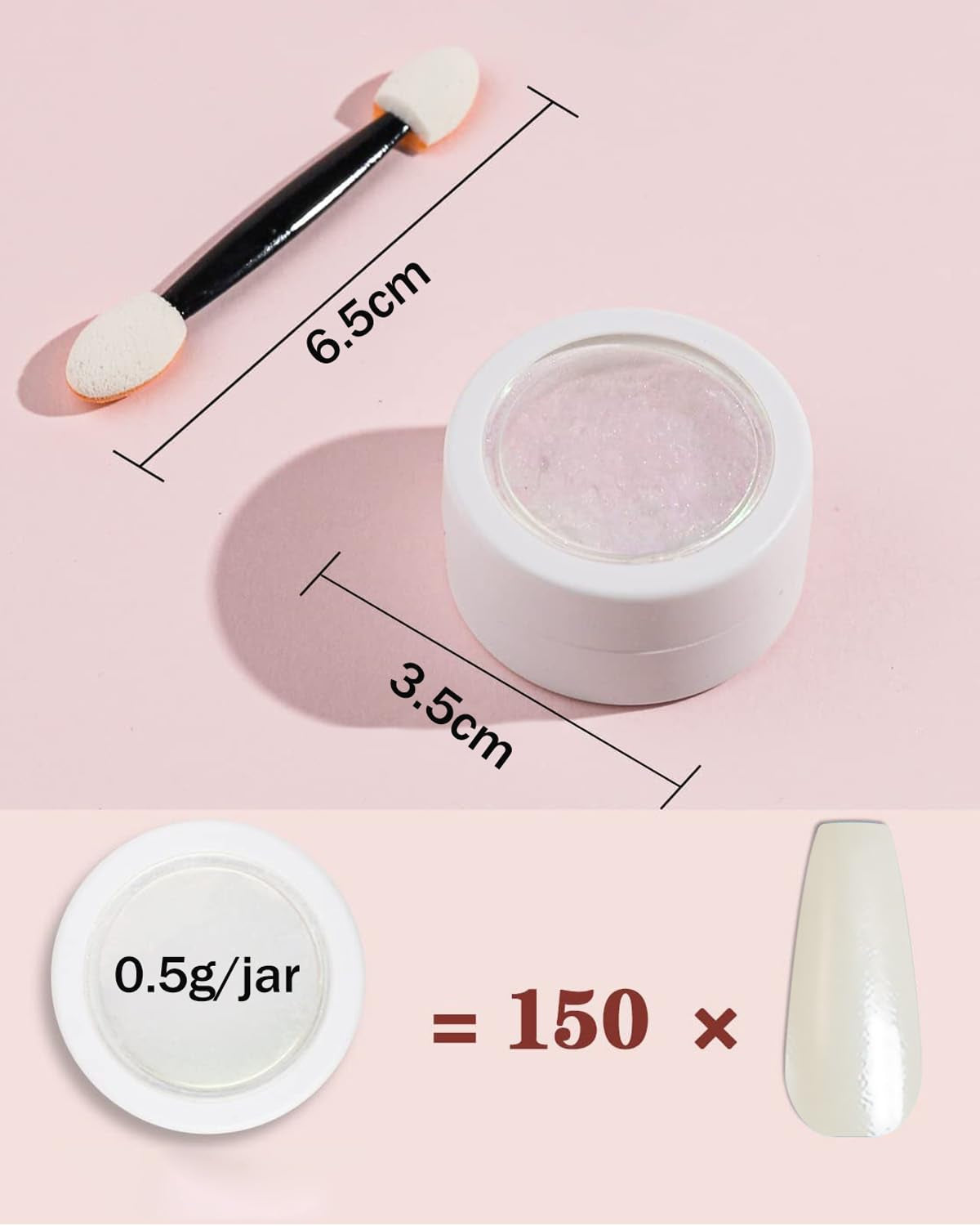Wahrshei 6 Chrome Nail Powder, Chrome Pulver Nägel Mit Spiegeleffekt, Laser Chrome Puder, Polvo efecto perla para uñas esmaltadas en forma de donut
