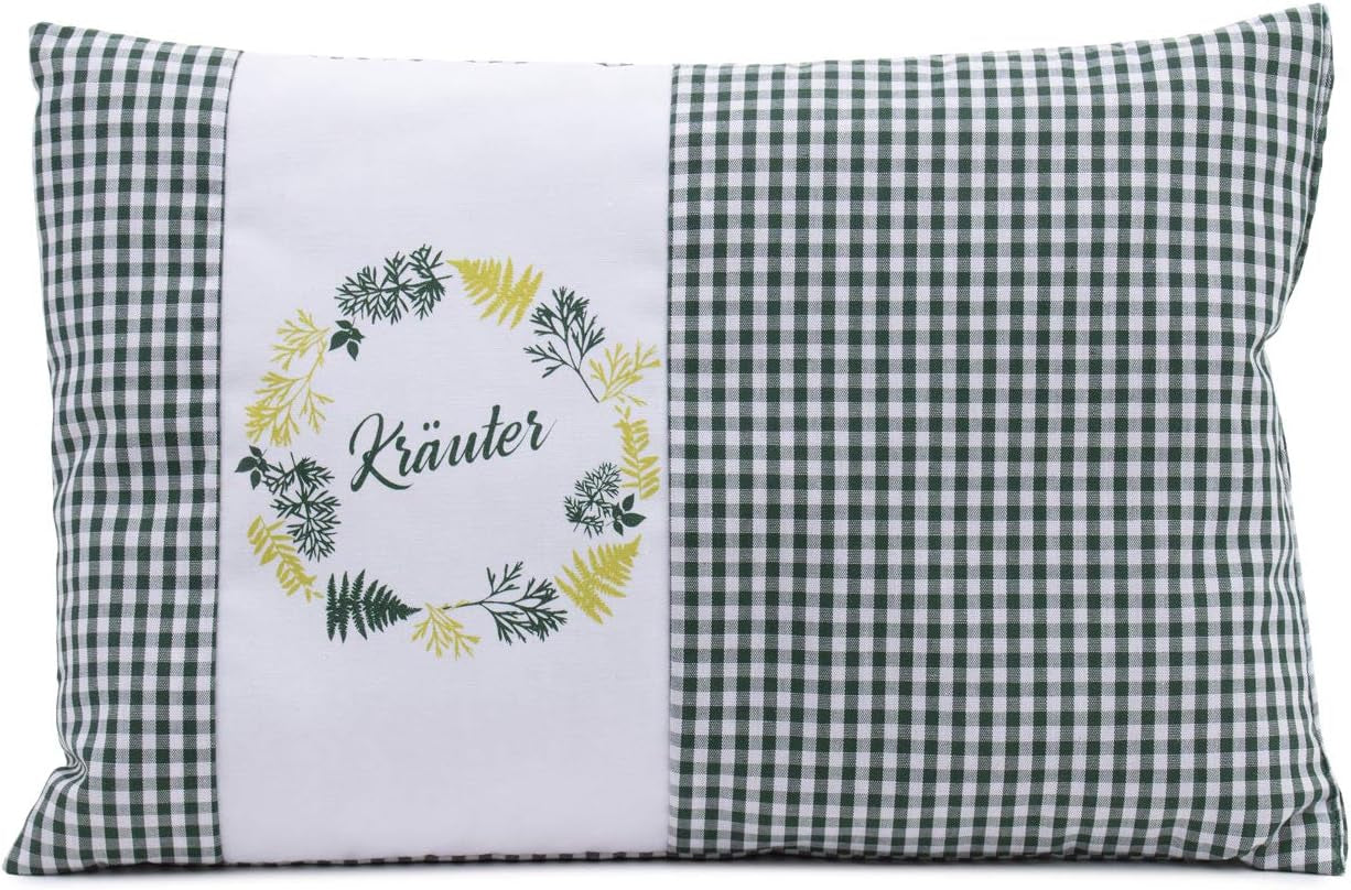 Gözze - Almohada Aromática De Hierbas, Relleno De Mezcla De Hierbas 200 G, Funda 100% Algodón, 30 X 20 Cm - Plaid Green Naty Shop Almohadas Estándar Plaid Green