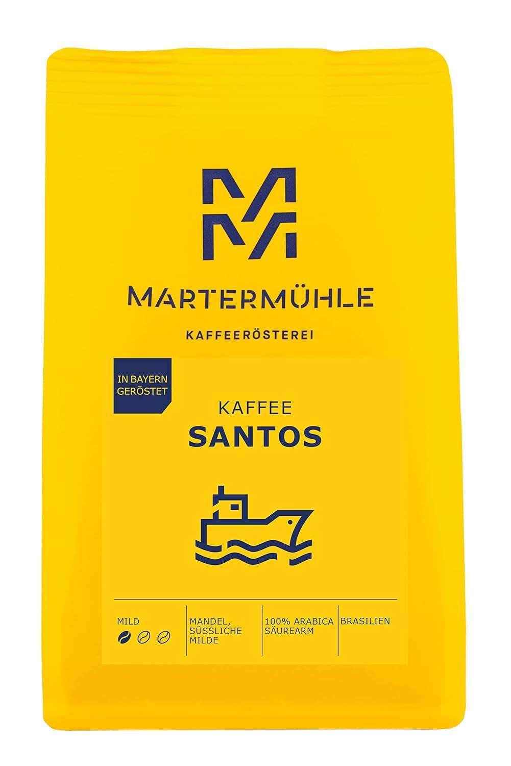 Martermühle Santos Kaffeebohnen 1kg suave I Arábica I Aroma: Almendra, Süssliche Milde I Ganze Kaffee-Bohnen schonend geröstet, säurearm
