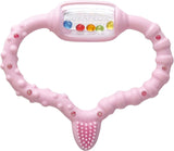 Anillo de dentición Curaprox para bebés - Para niños pequeños 0-24 meses/Alivia el dolor de dientes y promueve las habilidades motoras | Sin BPA, Rosa, con cepillo de dientes de entrenamiento/Fabricado en Suiza