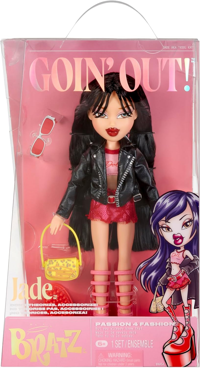 ¡Las Bratz van a salir! - Jade - 1 muñeca coleccionable con accesorios, atuendo, bolso, gafas de sol y cepillo - Juguete para niños - A partir de 6 años, rojo