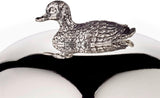 EDZARD Tarro de mermelada de pato (Ø 10 cm) de plata y cristal - Caja y cuchara - Cuenco, azucarero, queso - Tarro de mermelada con tapa, almacenaje con tapa, caja de regalo con cerradura
