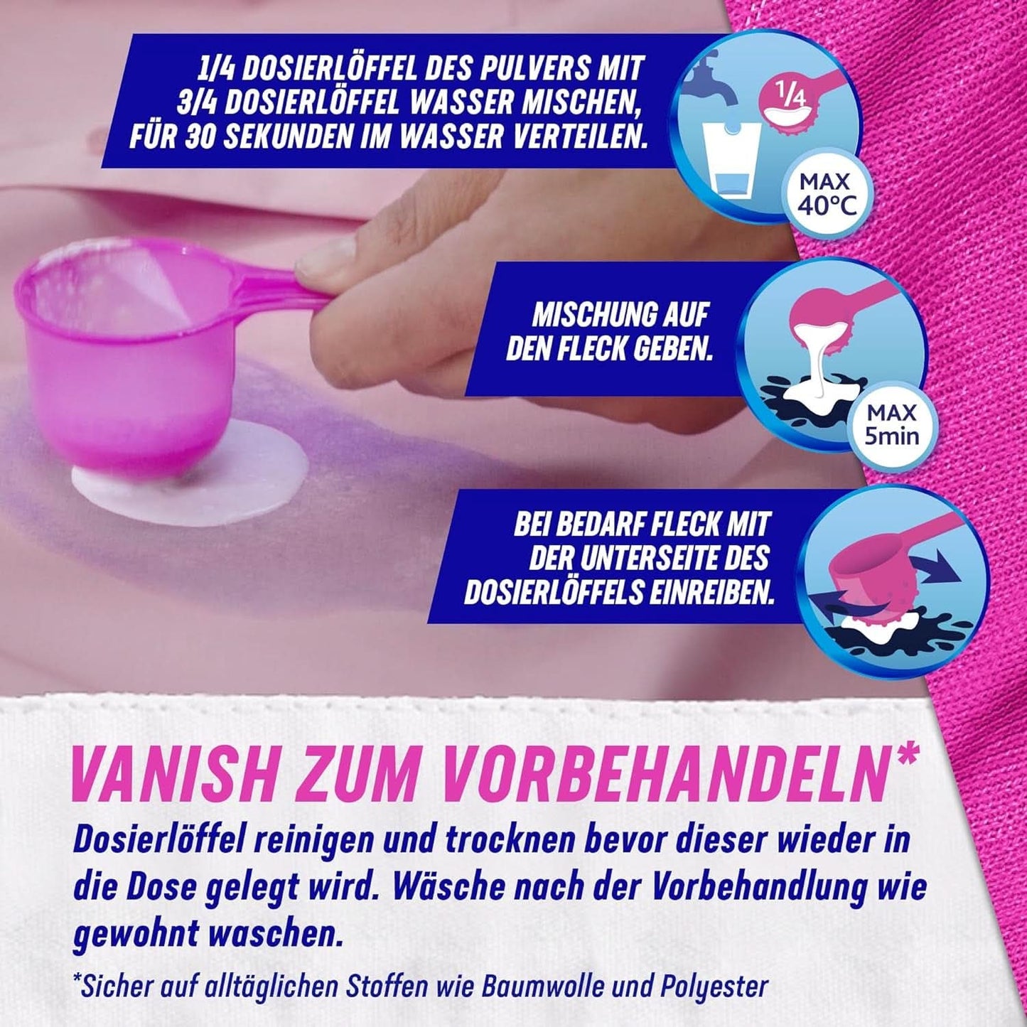 Vanish Oxi Action Powder Pink - 1,125 Kg - Polvo quitamanchas y mejorador de la ropa sin cloro - para ropa de color Detergentes para la ropa Naty Shop