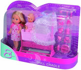 Simba 105736242 - Evi Love Doll Cradle 2 Surtido Evi como Niñera con Cuna y Baby Fashion Doll 12cm para 3 años en adelante