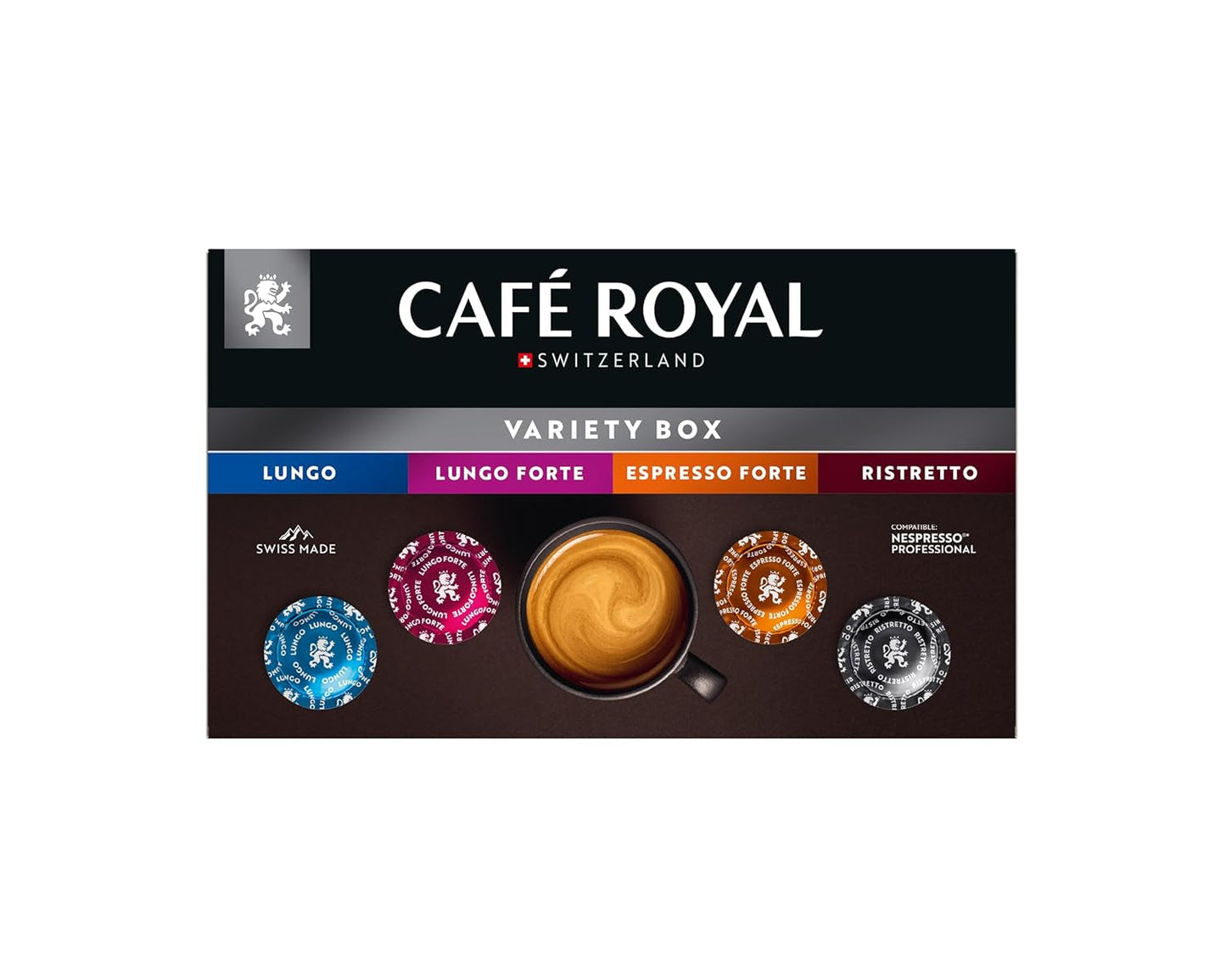 Café Royal Monodosis Profesionales, Caja Variedad, 40 Monodosis compatibles con Nespresso (R) Professional para Oficina y Gastronomía, Certificado Rainforest Alliance, 100 Prozent Arábica Café