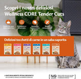 Wellness CORE Tender Cuts 6 x 85g, Mezcla Selección de Pollo - Comida húmeda para gatos, trozos tiernos en salsa, sin cereales, natural, hipoalergénico, rico en proteínas, alto contenido en carne