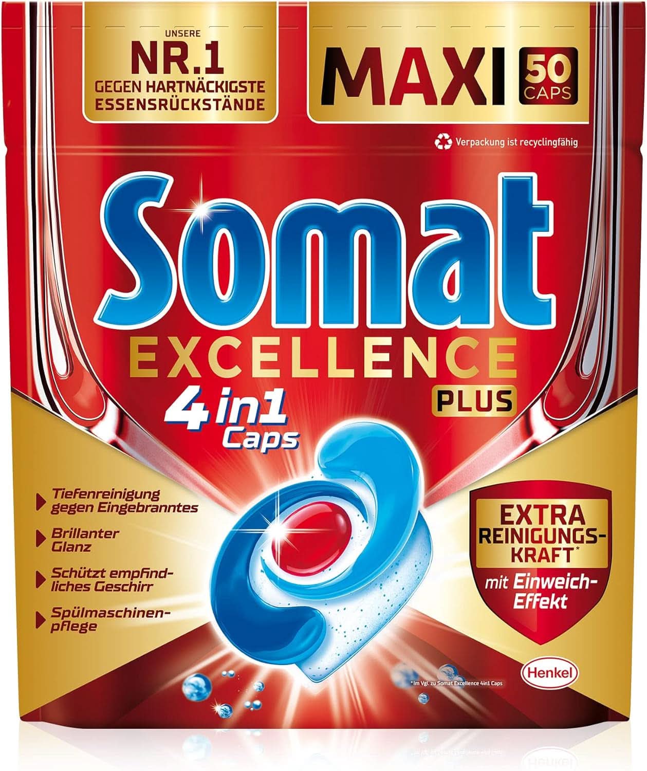 Somat Excellence plus 4En1 Caps (50 Caps), Naty Shop pastillas para lavavajillas
