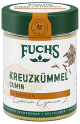 Fuchs Gewürze - Kreuzkümmel gemahlen - zum Würzen von Couscous, Hummus und Falafel - ingredientes naturales - 50 g en wiederverwendbarer, recyclebarer Dosis
