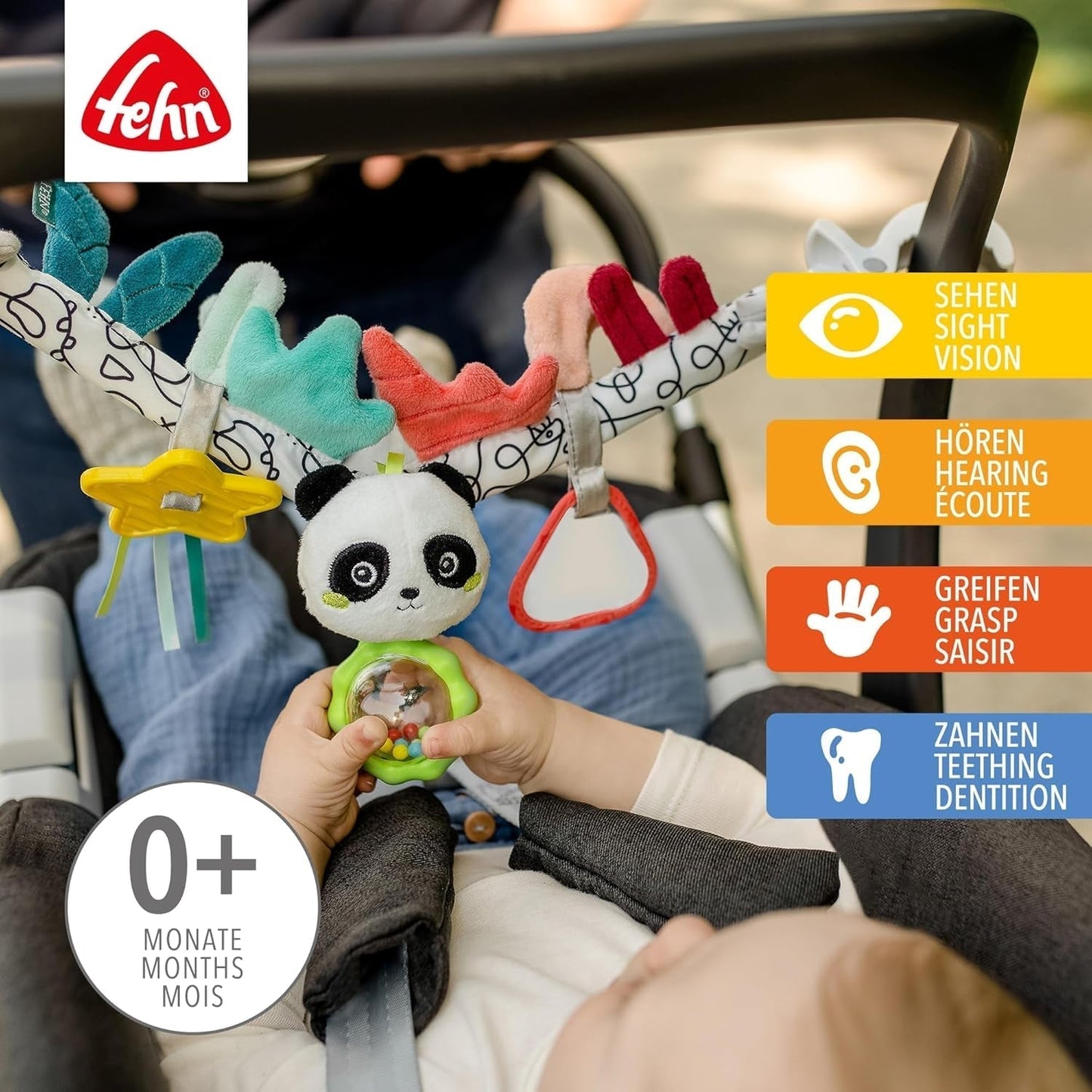 Fehn Cadena para móvil de bebé Panda Baby Mobile - Cadena para móvil de bebé con lindas figuras - Juguete colgante flexible para bebé - Cochecito de juguete para bebés y niños pequeños a partir de 0 meses Baby Toys Naty Shop